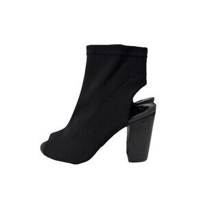 Steve Madden Women Black Stretch Open Toe Ankle Bottie Block Heels US 7.5